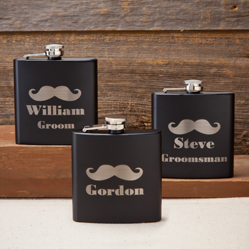 Black Matte Mustache Flasks